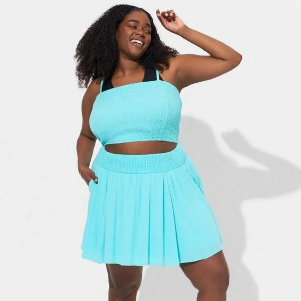 Torrid Plus Size 2X 18-20 Gauze Smocked Beach 2-Piece Set: Crop Cami Top & Skirt